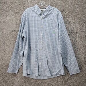 Eddie Bauer Mens TXL Blue Plaid Wrinkle Free Relaxed Fit Button Down Shirt